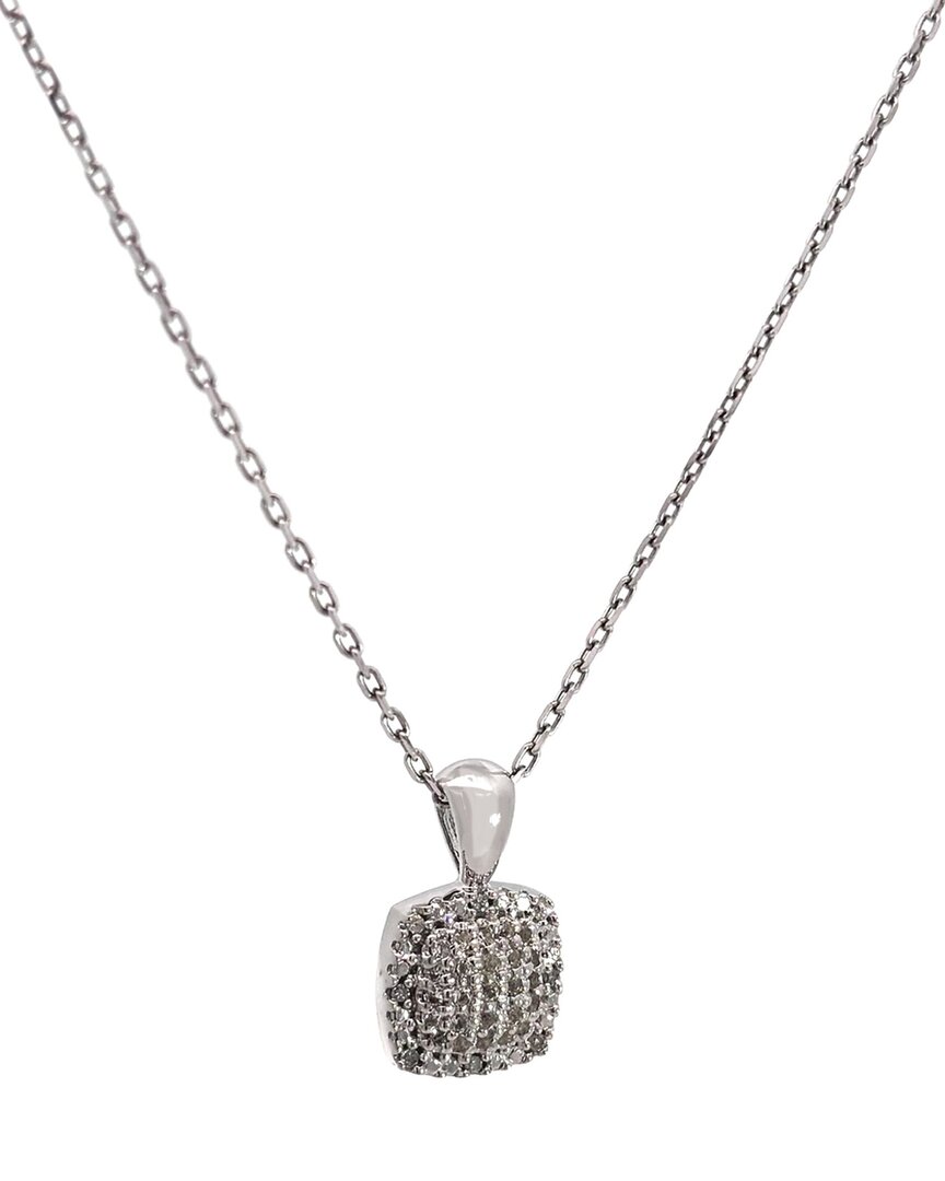 Diamond Select Cuts 0.16 Ct. Tw. Diamond & White Topaz Silver Necklace In Metallic
