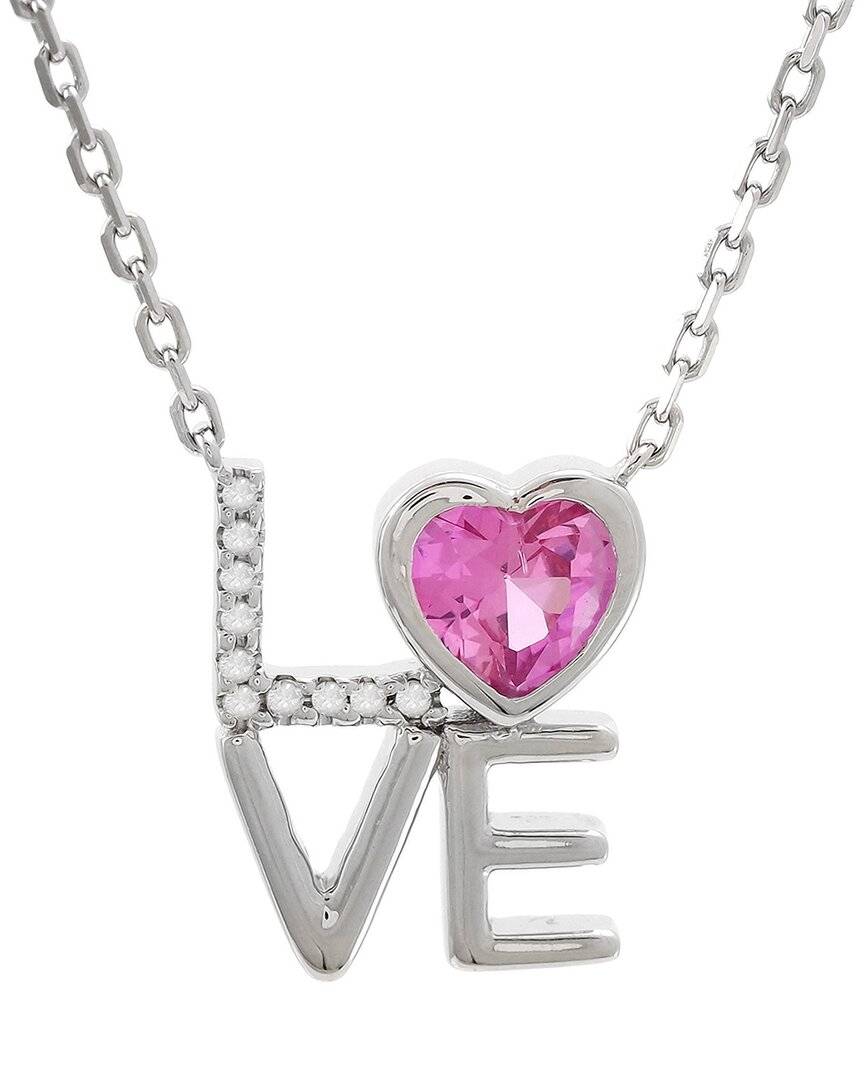 Gemstones 0.59 Ct. Tw. Diamond & Pink Topaz Silver Necklace In Metallic