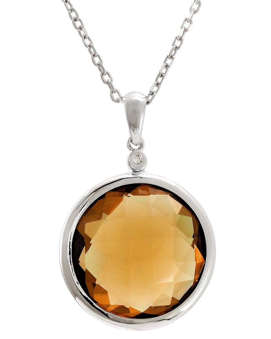 Gemstones 11.65 Ct. Tw. Diamond & Whisky Quartz Silver Necklace In Gold