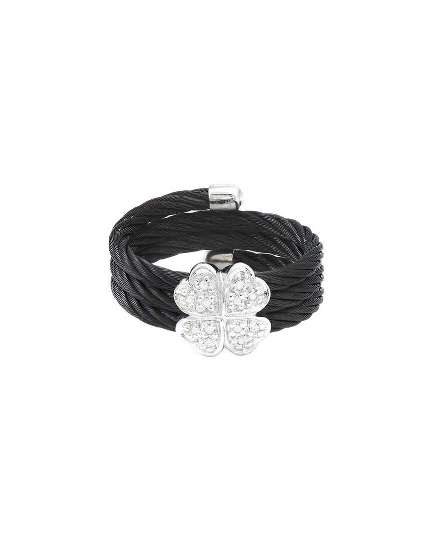 Diamond Select Cuts 0.05 Ct. Tw. Diamond Silver Ring In Black