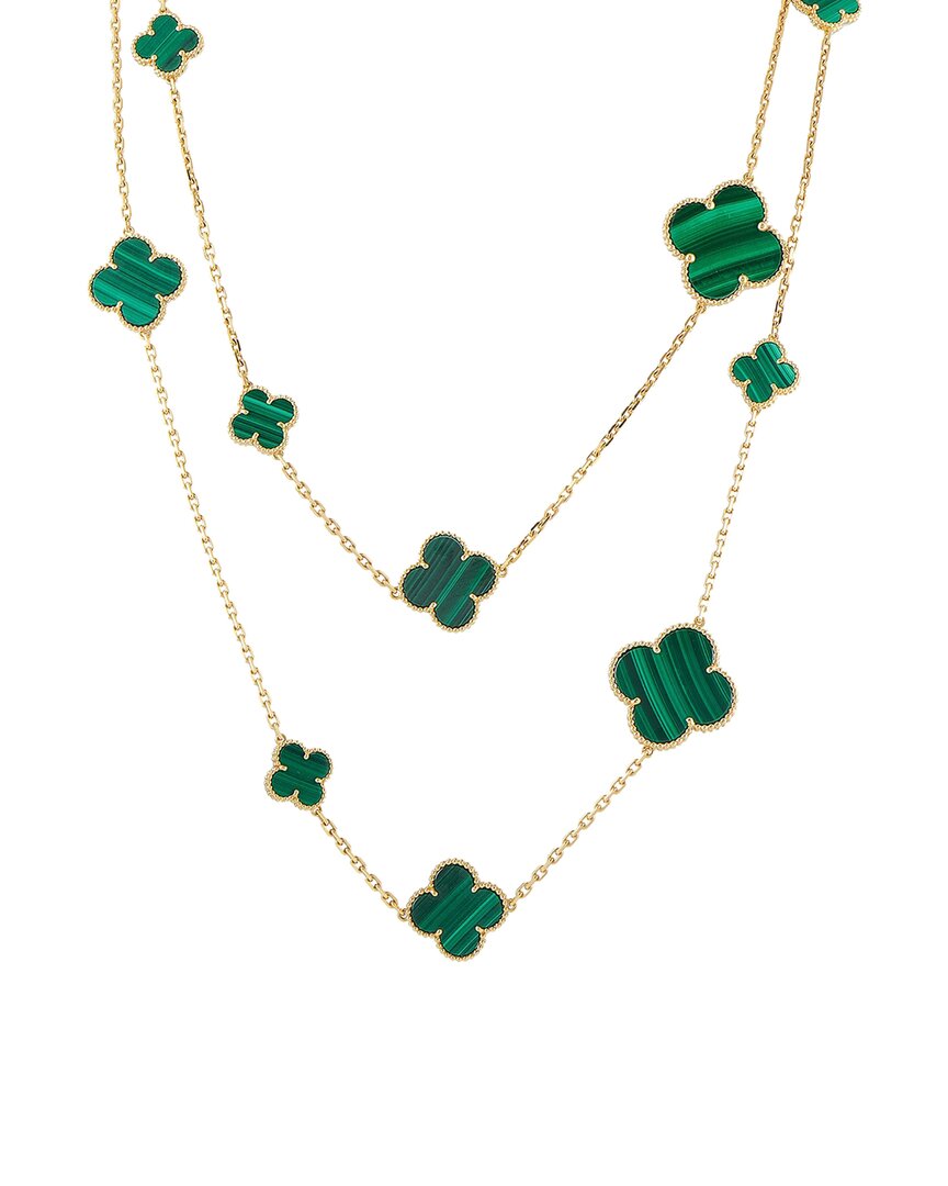 Van Cleef & Arpels Magic Alhambra 18k Yellow Gold Malachite 16 Motif Necklace Vc07-071625 In Gold