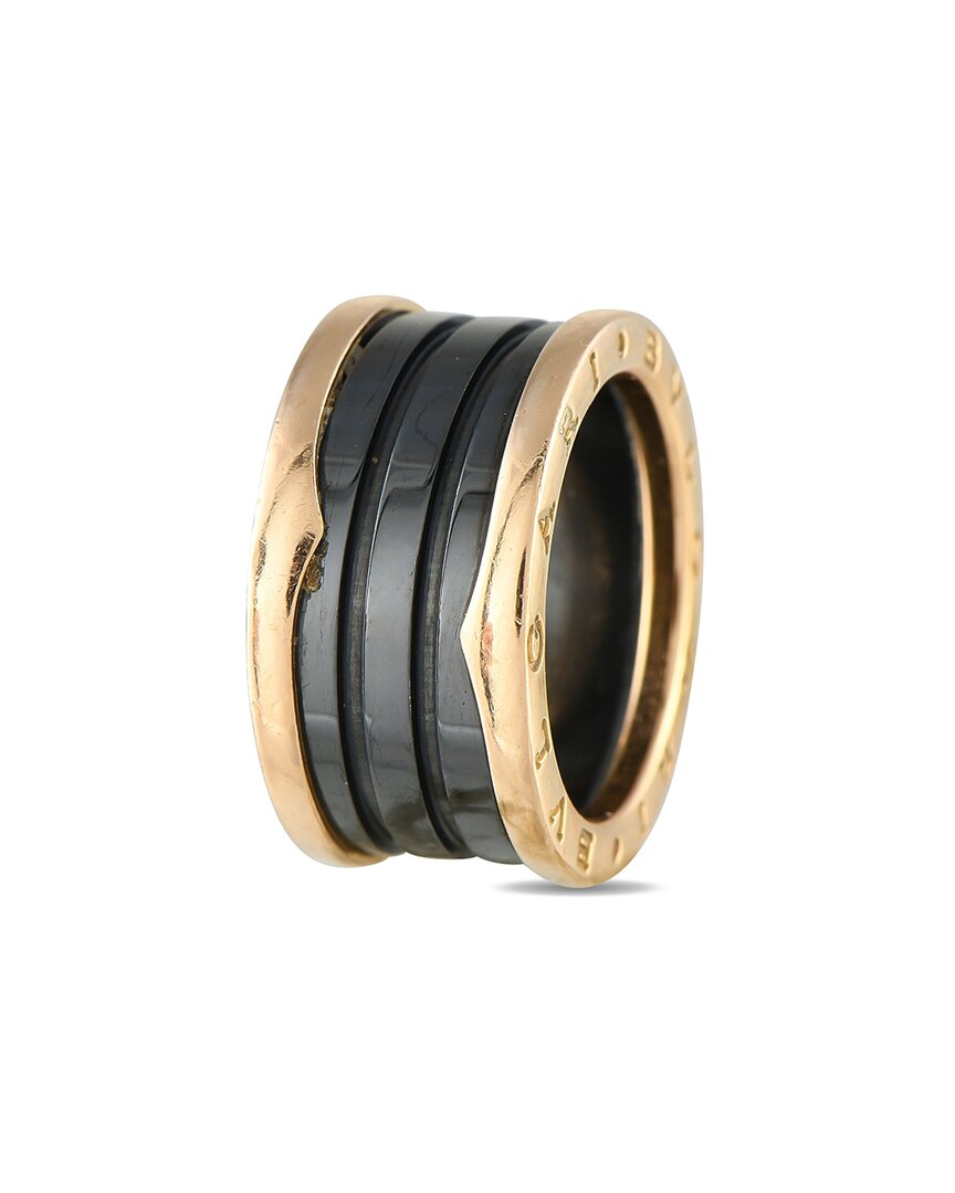 Bvlgari B. Zero1 Black Ceramic 18k Rose Gold 4 Band Ring In Black