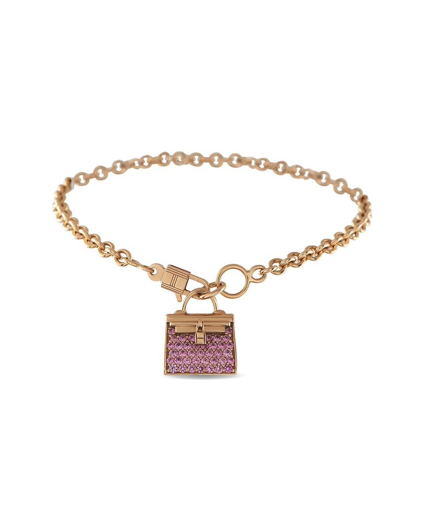 Pre-owned Hermes Hermès 18k Rose Gold Sapphire Bracelet (authentic Pre-loved)