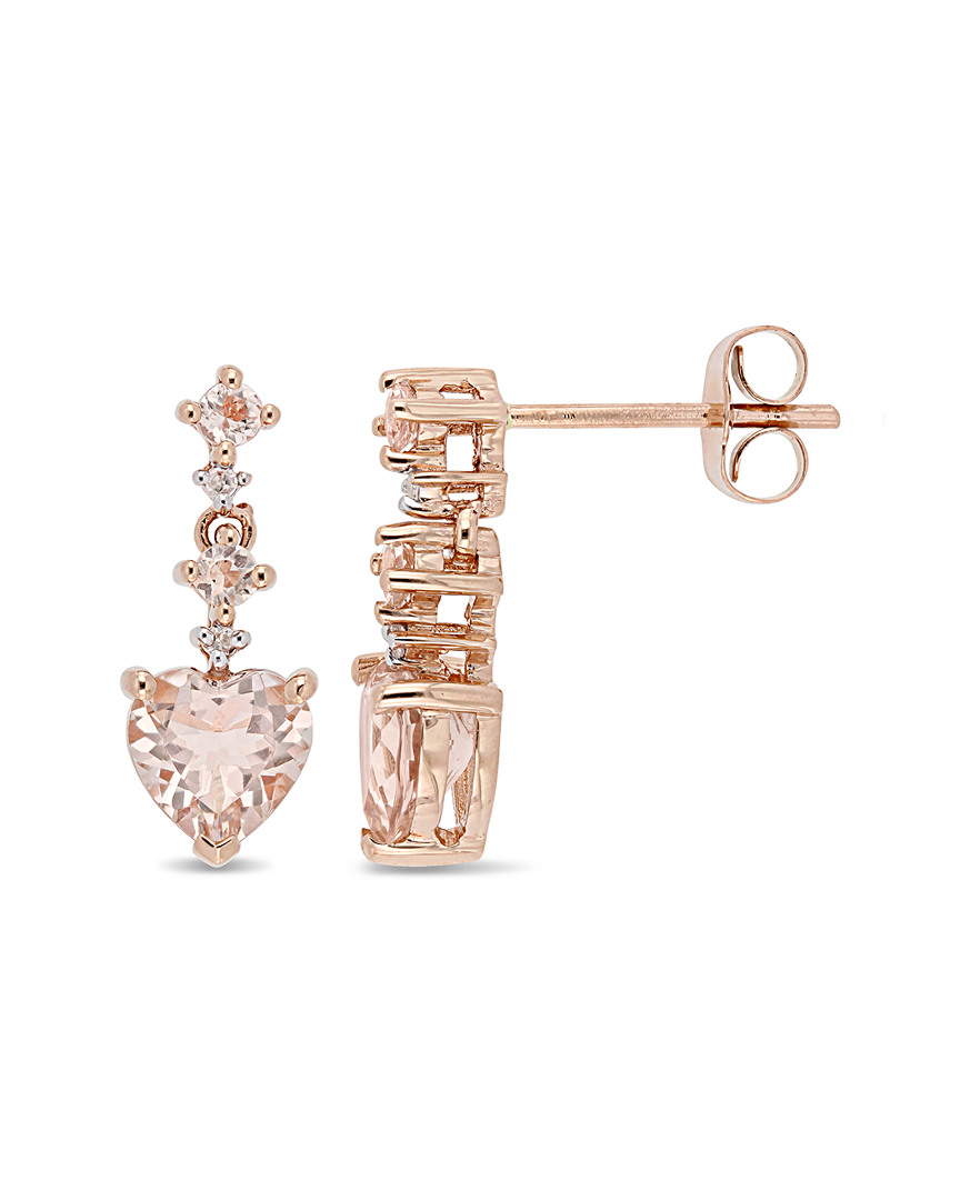 Diamond Select Cuts 14k Rose Gold 1.48 Ct. Tw. Diamond Morganite Drop Earrings