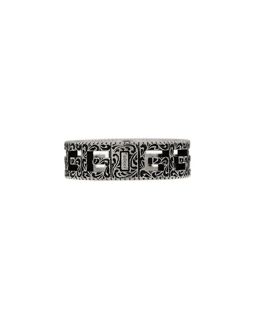 Gucci Silver Narrow Square G Band Ring 58 8.5 (authentic Pre-loved) In Silver