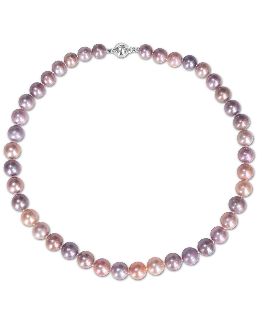Pearls Silver 9-10mm Pearl Necklace In Purple