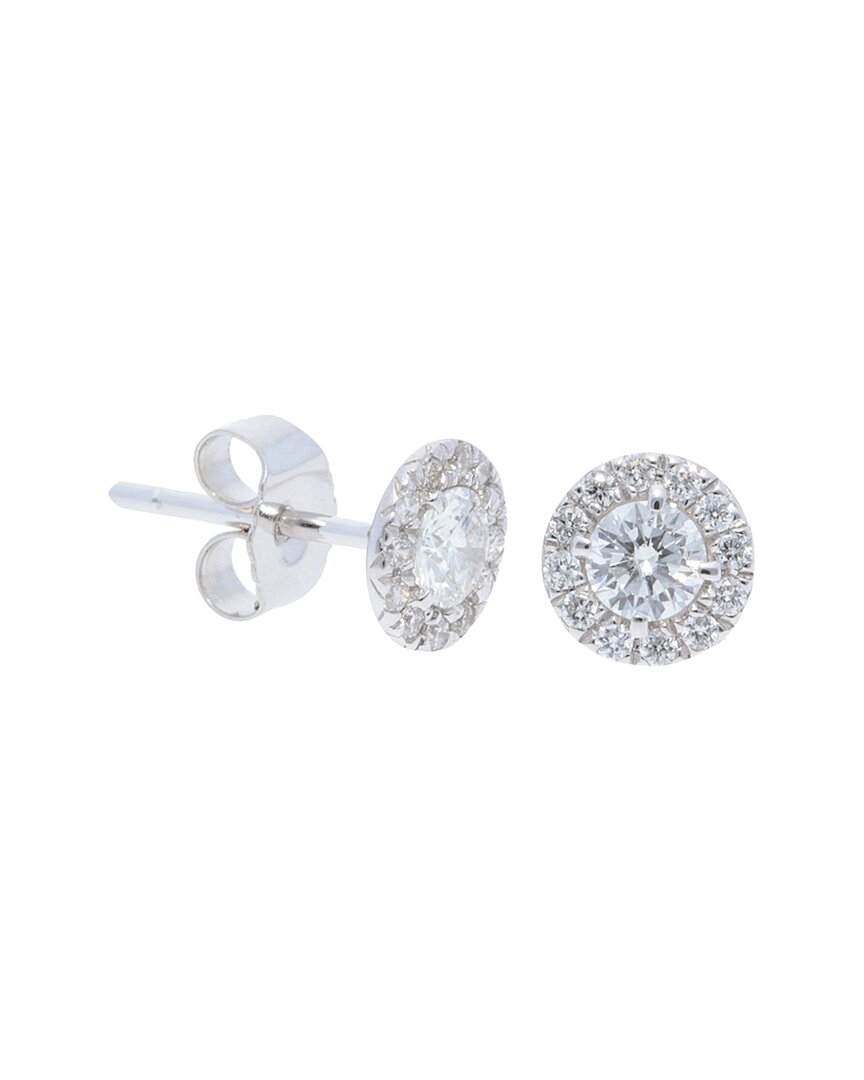 Nephora 14k 0.90 Ct. Tw. Diamond Halo Stud Earrings In Metallic