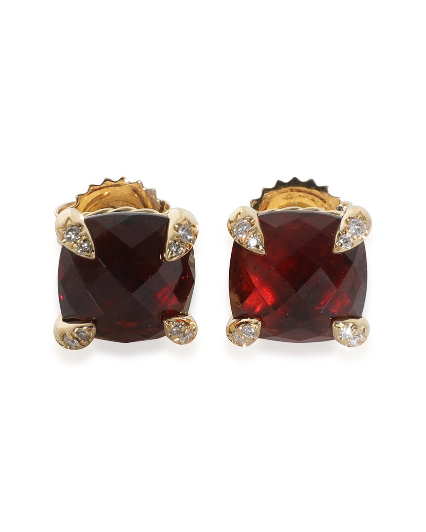 David Yurman Chatelaine 18k 0.10 Ct. Tw. Diamond Earrings (authentic Pre-loved) In Red