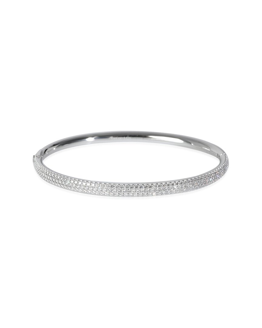 Tiffany & Co . 3 Row Metro Bangle 18k 2.52 Ct. Tw. Diamond Bracelet (authentic Pre-loved) In Silver