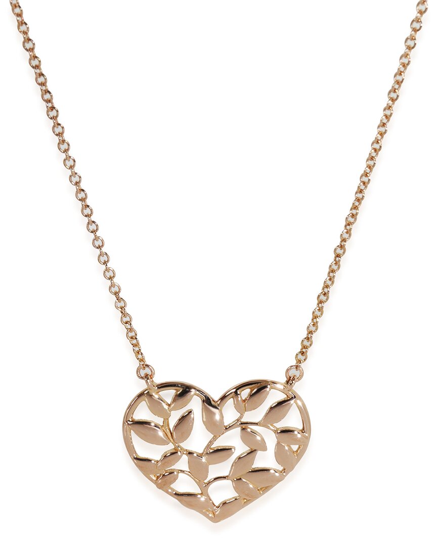 Tiffany & Co . Paloma Picasso Olive Leaf Heart 18k Rose Gold Pendant (authentic Pre-loved) In Gold