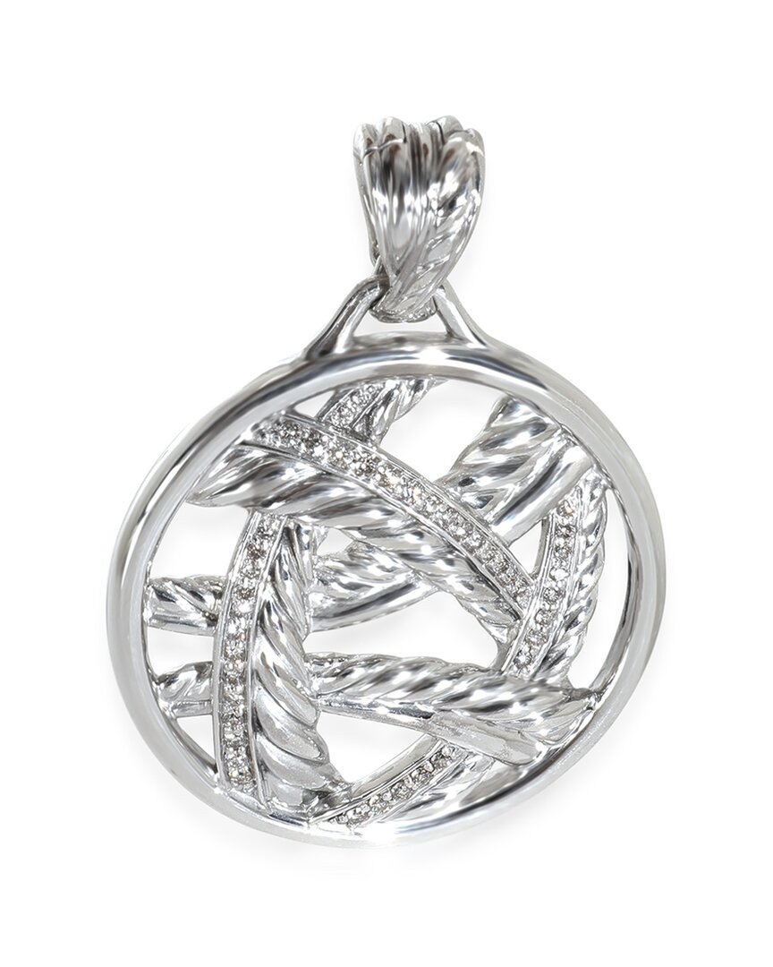 David Yurman Papyrus Silver 1.22 Ct. Tw. Diamond Pendant (authentic Pre-loved) In Brown