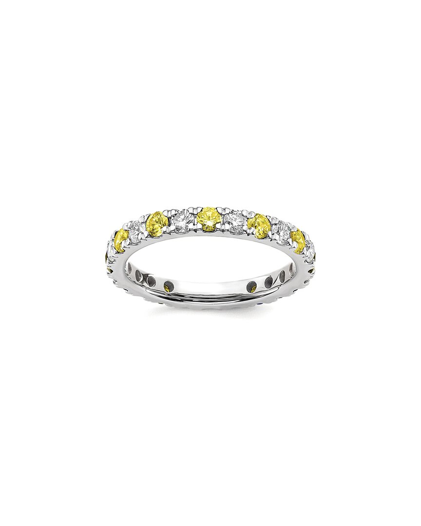Lab Grown Gemstones 14k 1.75 Ct. Tw. Lab-grown Diamond & Lab-grown Yellow Sapphire Eternity Ring In Metallic