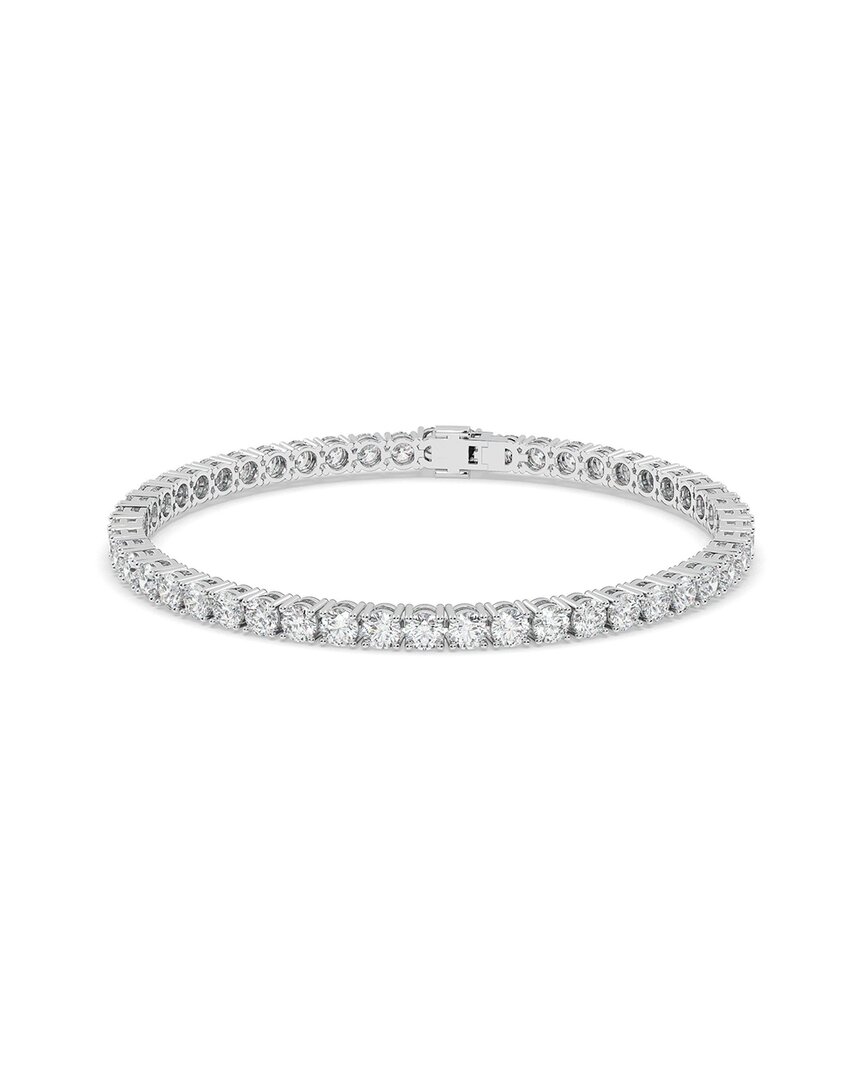 Lab Grown Diamonds 14k 0.00 Ct. Tw. Lab-grown Diamond Bracelet In Metallic