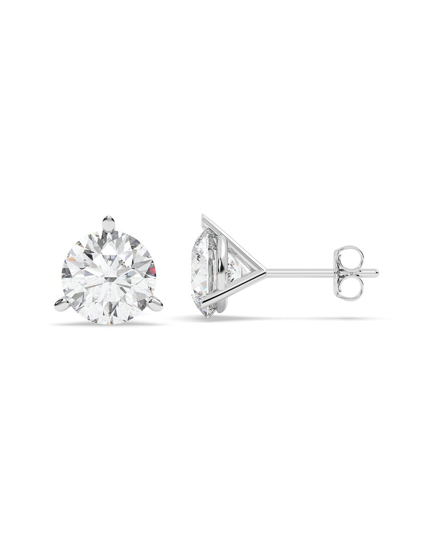 Lab Grown Diamonds 14k 0.00 Ct. Tw. Lab-grown Diamond Earrings In Silver