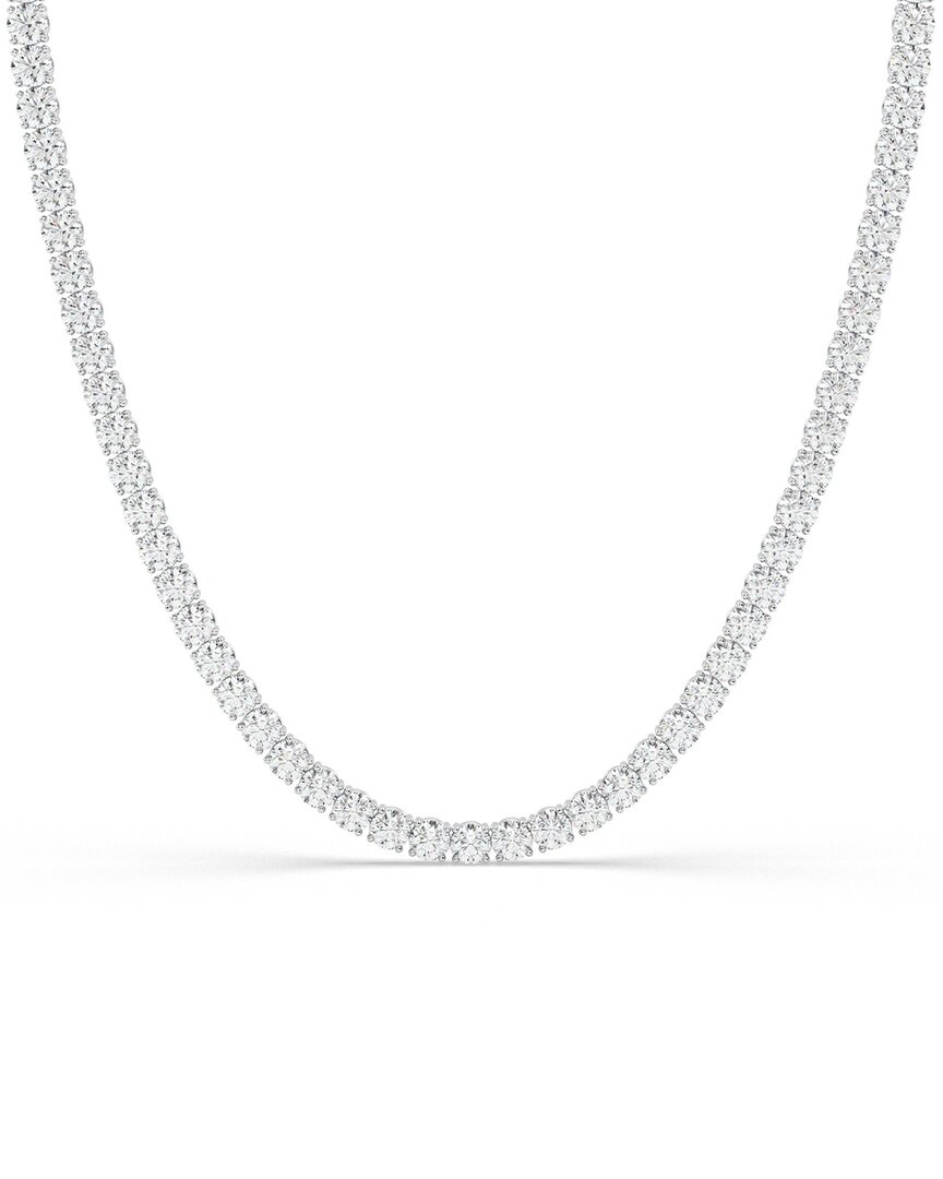Lab Grown Diamonds 14k 0.00 Ct. Tw. Lab-grown Diamond Necklace In Metallic