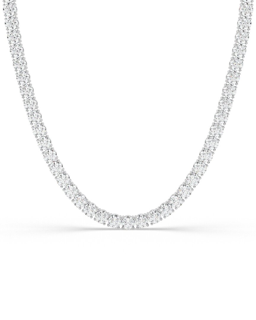 Lab Grown Diamonds 14k 0.00 Ct. Tw. Lab-grown Diamond Necklace In Silver