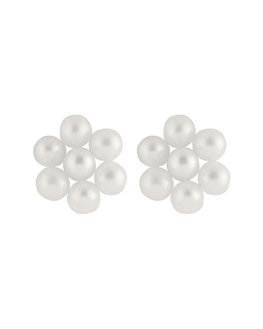 Splendid Pearls 14k 3-4mm Pearl Flower Studs