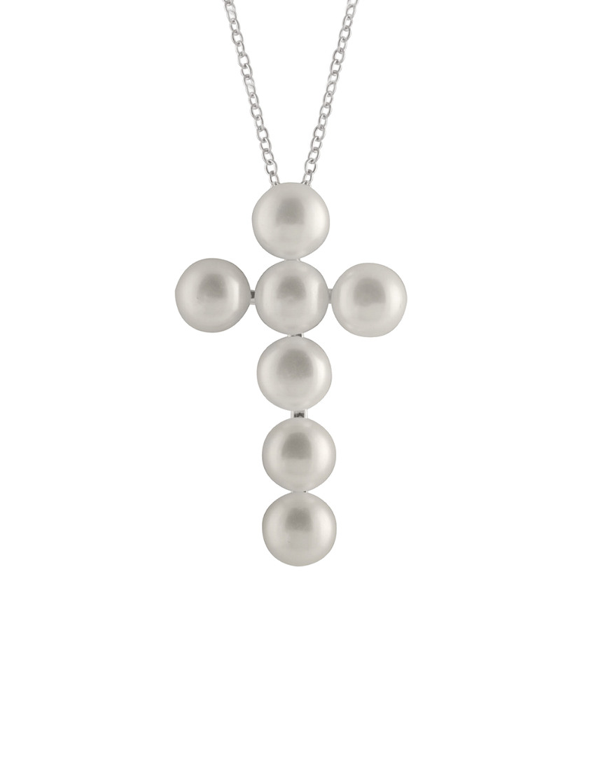 Splendid Pearls Splendid Freshwater Pearls Rhodium Plated 6-7mm Freshwater Pearl Necklace In Neutral