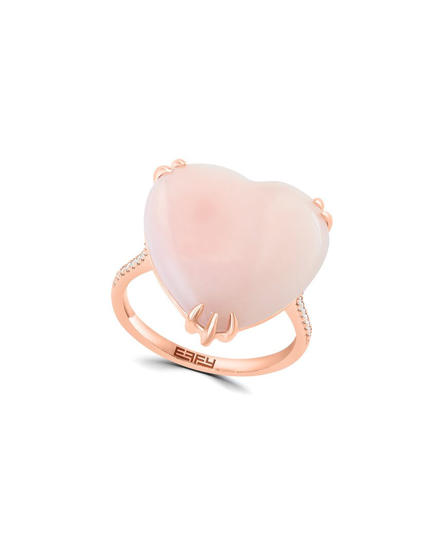 Effy Fine Jewelry 14k Rose Gold 9.82 Ct. Tw. Diamond & Pink Opal Ring In Pink