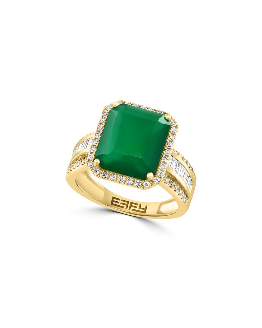 Effy Fine Jewelry 14k 5.30 Ct. Tw. Diamond & Green Onyx Ring In Green