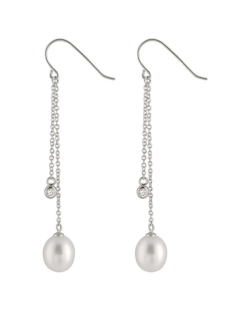 Splendid Pearls Silver 9-9.5mm Freshwater Pearl Earrings