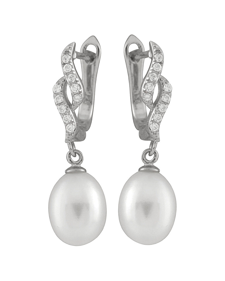 Splendid Pearls Silver 7-8mm Freshwater Pearl Earrings
