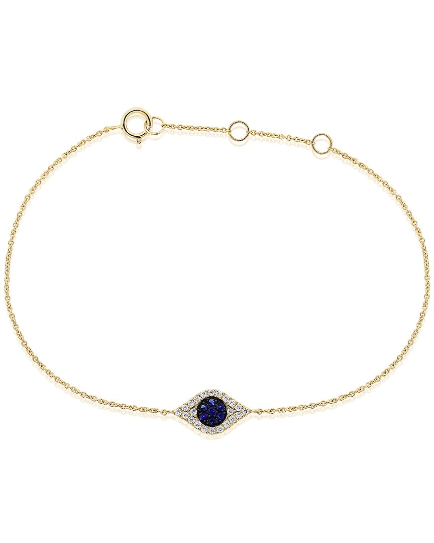 Sabrina Designs 14k 0.19 Ct. Tw. Diamond & Sapphire Evil Eye Bracelet In Gold