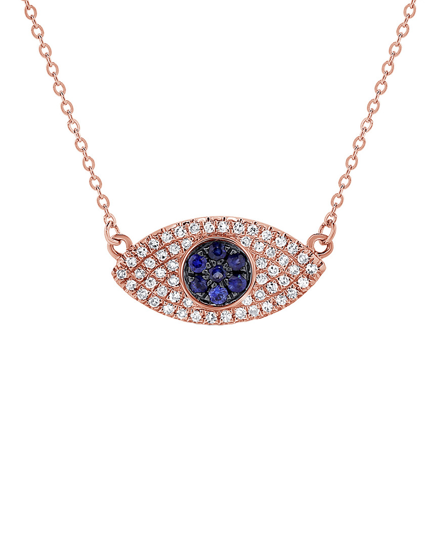 Sabrina Designs 14k Rose Gold 0.21 Ct. Tw. Diamond & Sapphire Evil Eye Necklace