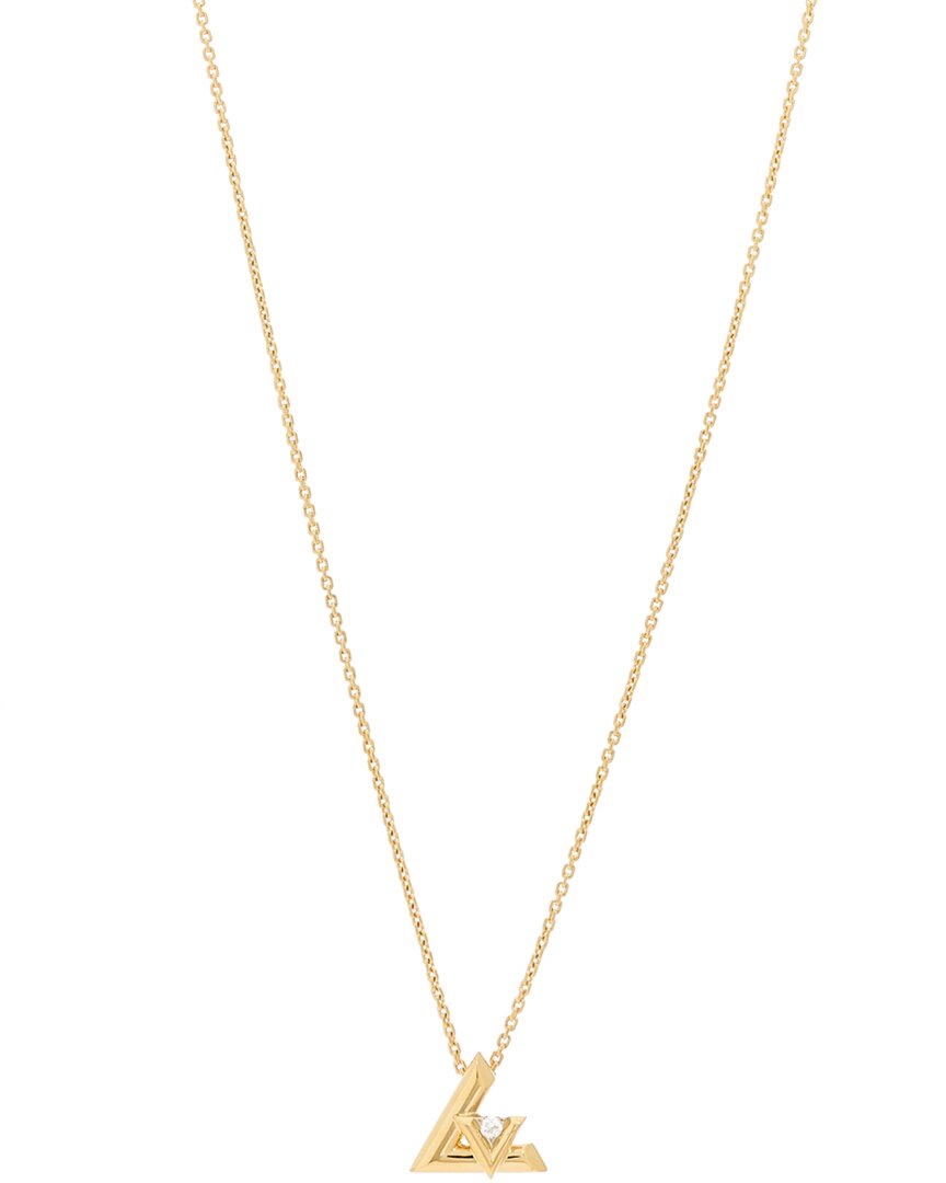 Pre-owned Louis Vuitton 18k Diamond Small Lv Volt One Pendant Necklace (authentic Pre-  Loved)