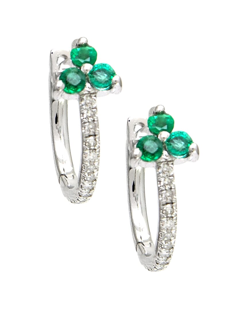 Gemstones 14k 0.20 Ct. Tw. Diamond & Emerald Earrings