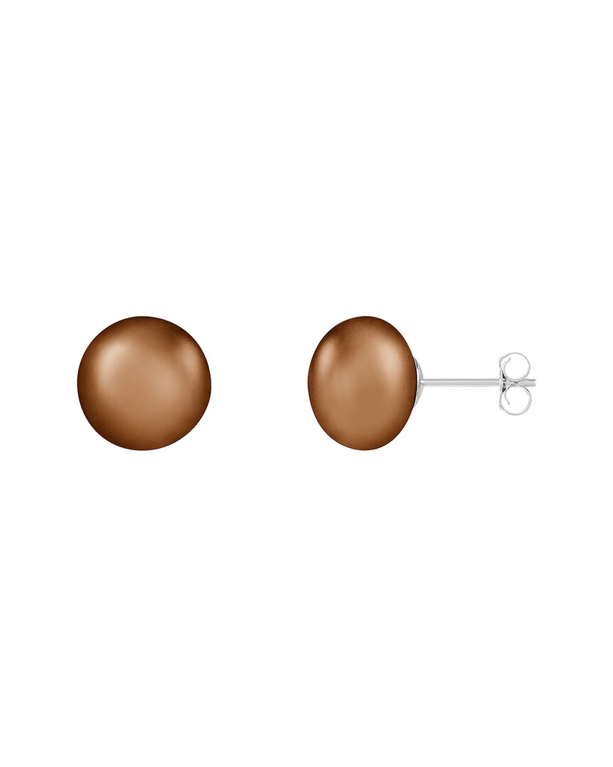 Splendid Pearls 14k 10mm Pearl Earrings In Brown