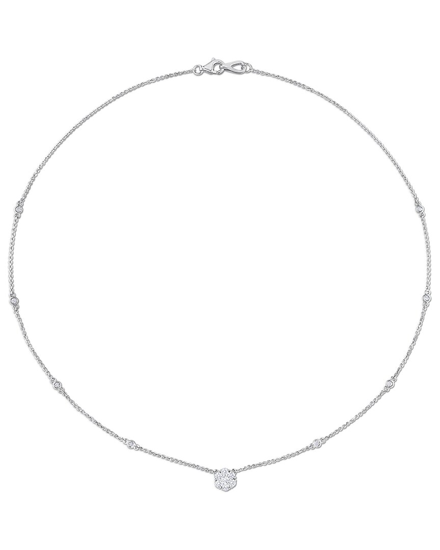 Diamond Select Cuts 14k 0.49 Ct. Tw. Diamond Floral Cluster Necklace