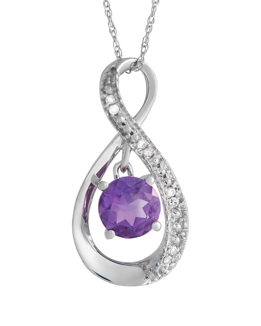 Gemstones 14k 0.03 Ct. Tw. Diamond & Amethyst Pendant Necklace