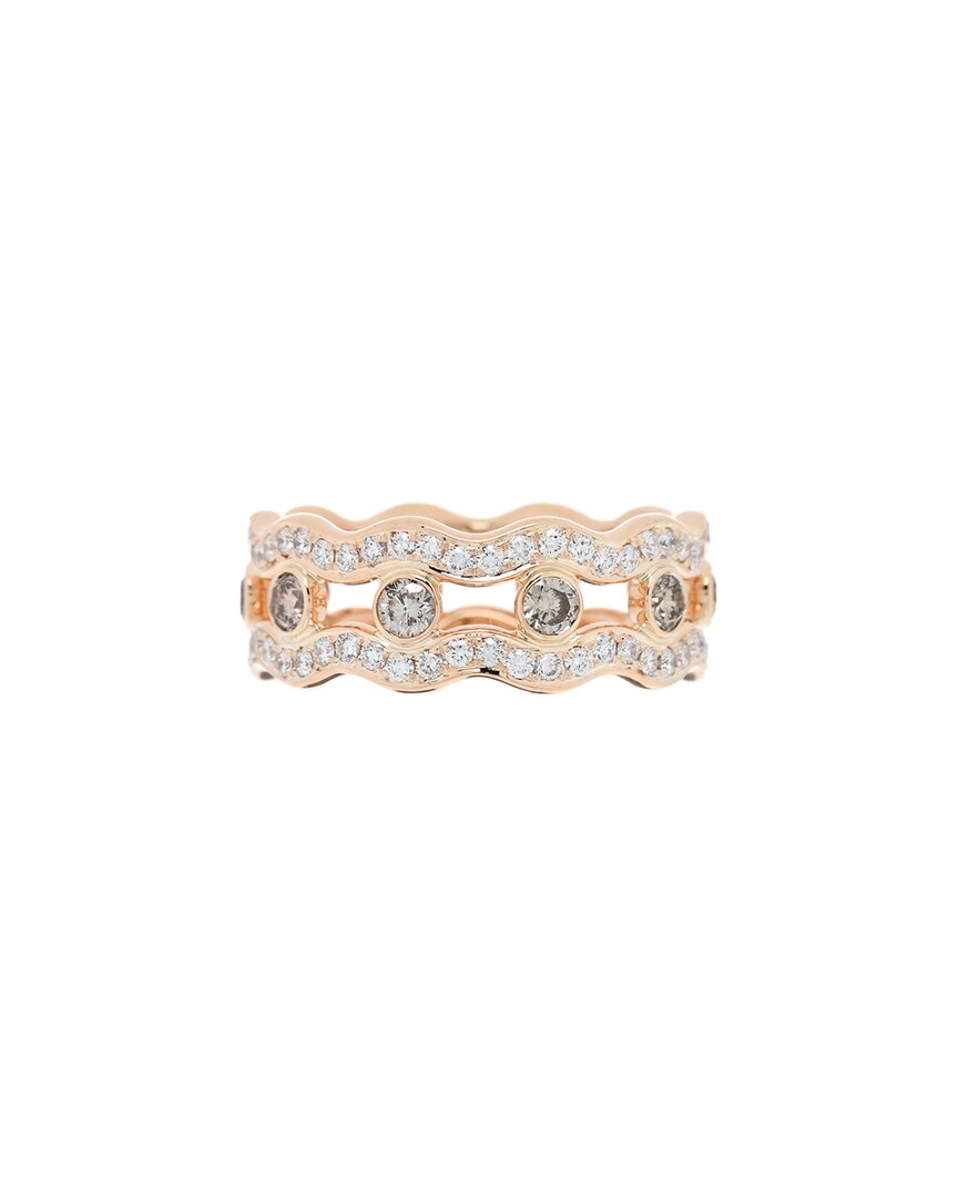 Pre-owned Hermes Hermès 18k Rose Gold Diamond Reseau Lumiere Ring 52 6 (authentic Pre-loved)