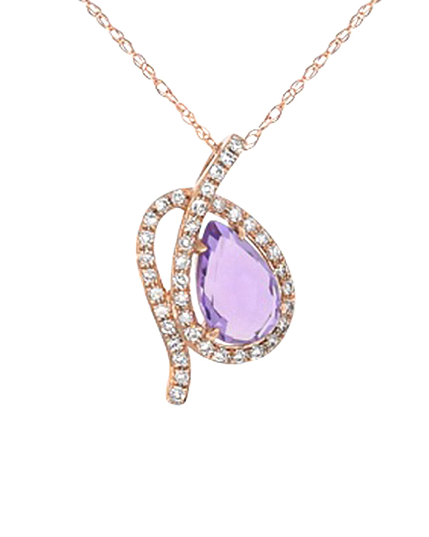 Diana M. Fine Jewelry 18k Rose Gold 1.06 Ct. Tw. Diamond & Amethyst Necklace