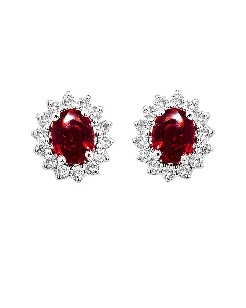 Diana M. Fine Jewelry 14k 1.16 Ct. Tw. Diamond & Ruby Earrings