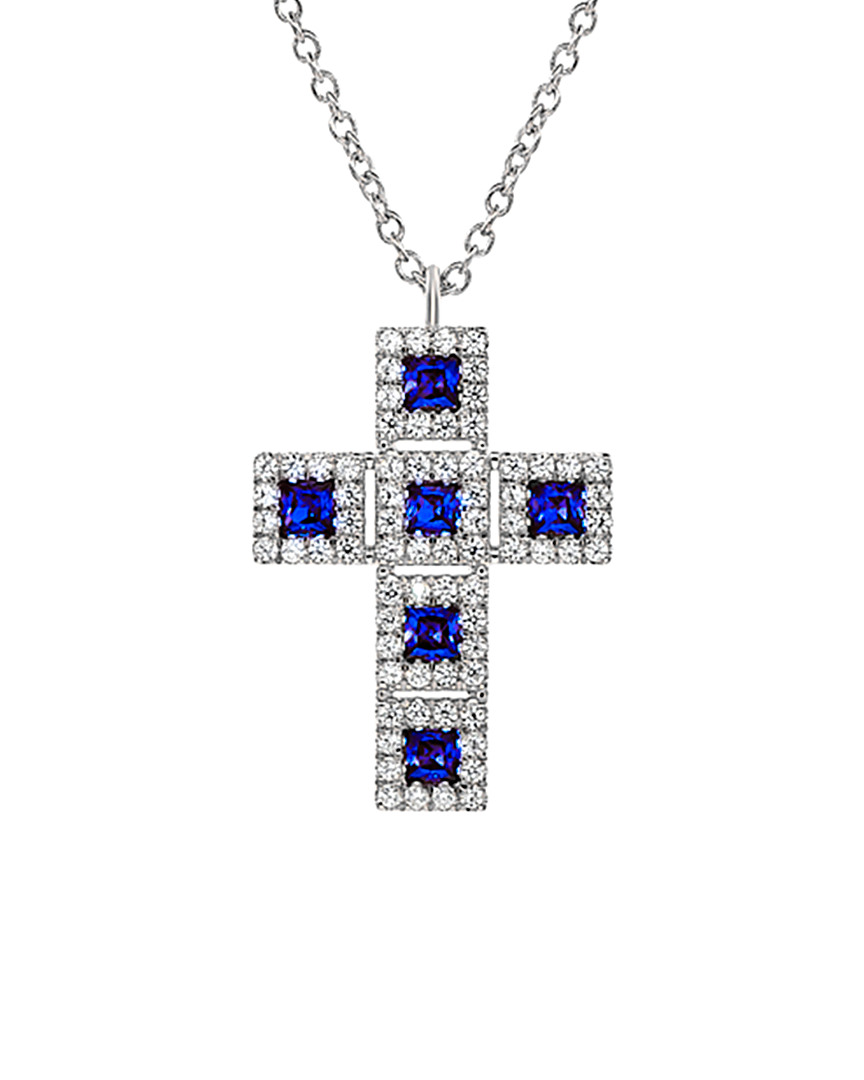 Diana M. Fine Jewelry 14k 0.76 Ct. Tw. Diamond & Sapphire Necklace