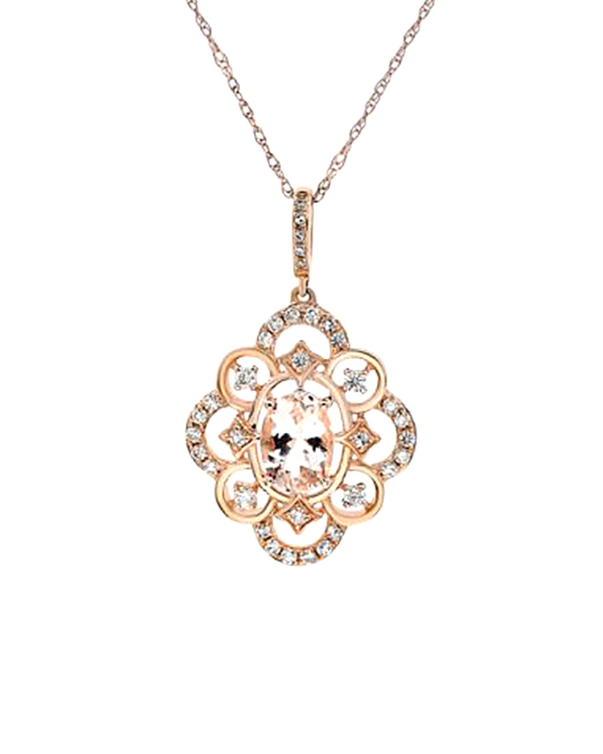 Shop Diana M. Fine Jewelry 14k Rose Gold 0.88 Ct. Tw. Diamond & Morganite Necklace