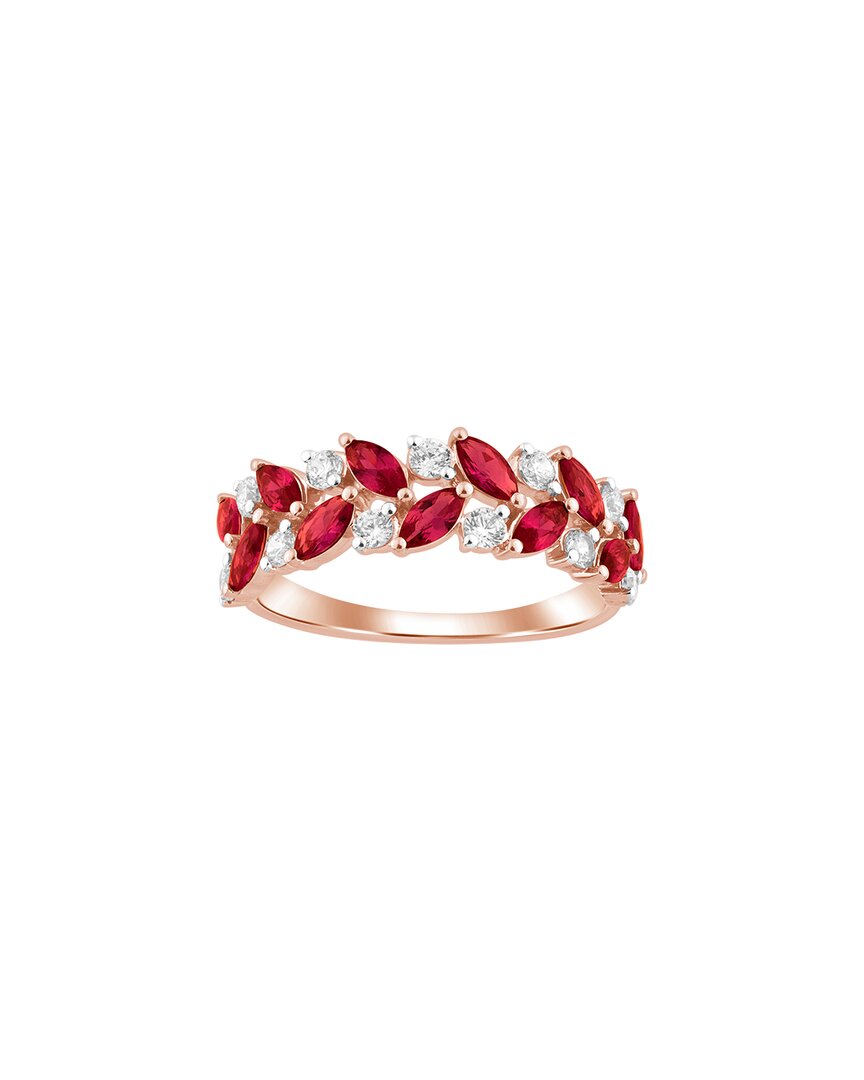 Brilliant Bloom 14k Rose Gold 0.33 Ct. Tw. Lab-grown Diamond & Ruby Ring