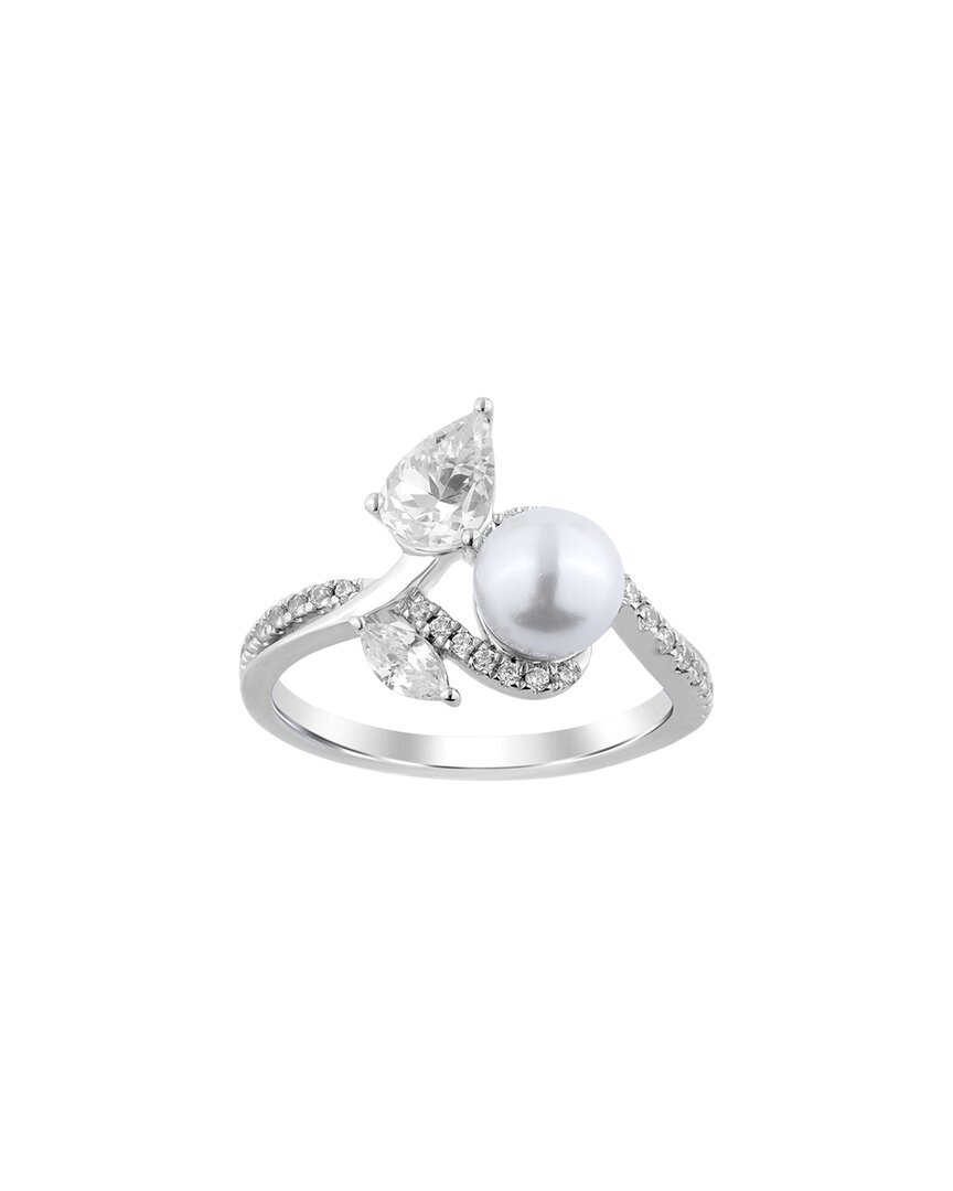Ethos Creations Brilliant Bloom 14k 0.75 Ct. Tw. Lab-grown Diamond & 6mm Pearl Ring