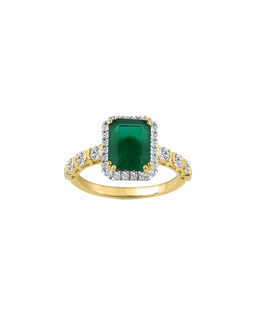 Brilliant Bloom 14k 2.15 Ct. Tw. Lab-grown Diamond & Emerald Bridal Ring