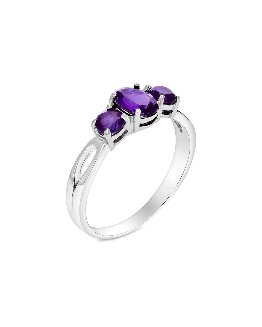 Gemstones Silver 1.20 Ct. Tw. Purple Amethyst Ring In Purple