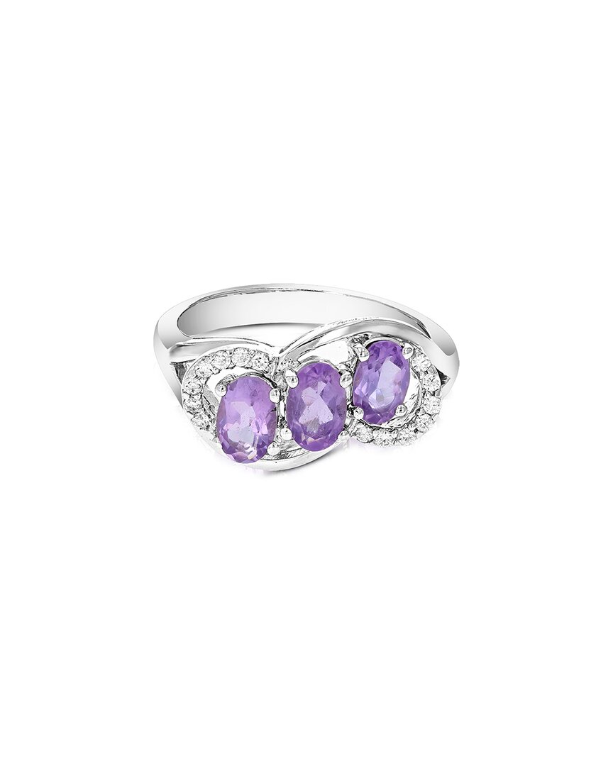 Gemstones Silver 0.90 Ct. Tw. Purple Amethyst Cz Ring In Purple