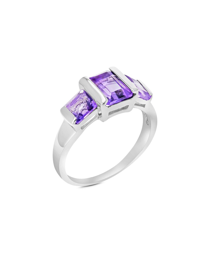 Gemstones Silver 1.00 Ct. Tw. Purple Amethyst Ring In Purple
