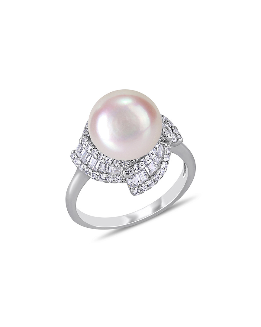 Pearls Silver 10.5 -11mm Freshwater Pearl & Cz Ring