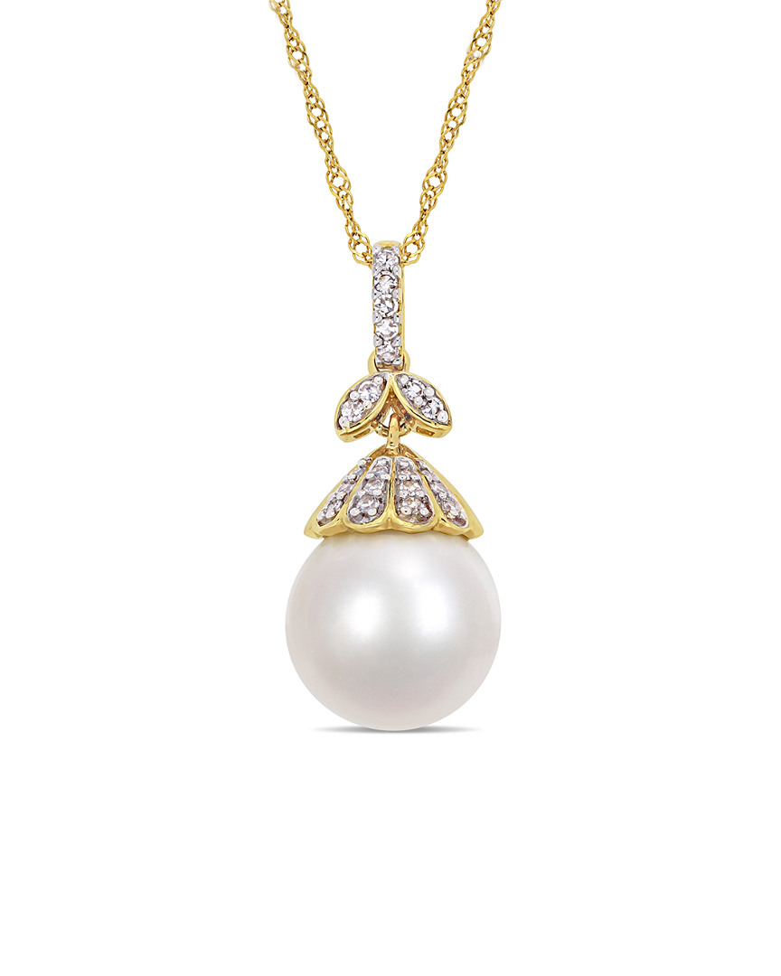 Pearls 14k 0.1 Ct. Tw. Diamond & South Sea Pearl Pendant
