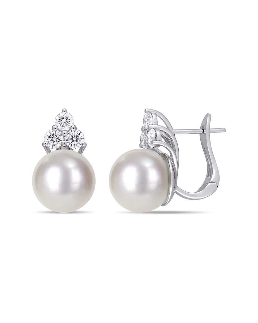 Pearls 14k 0.96 Ct. Tw. Diamond & 11-12mm South Sea Pearl Earrings