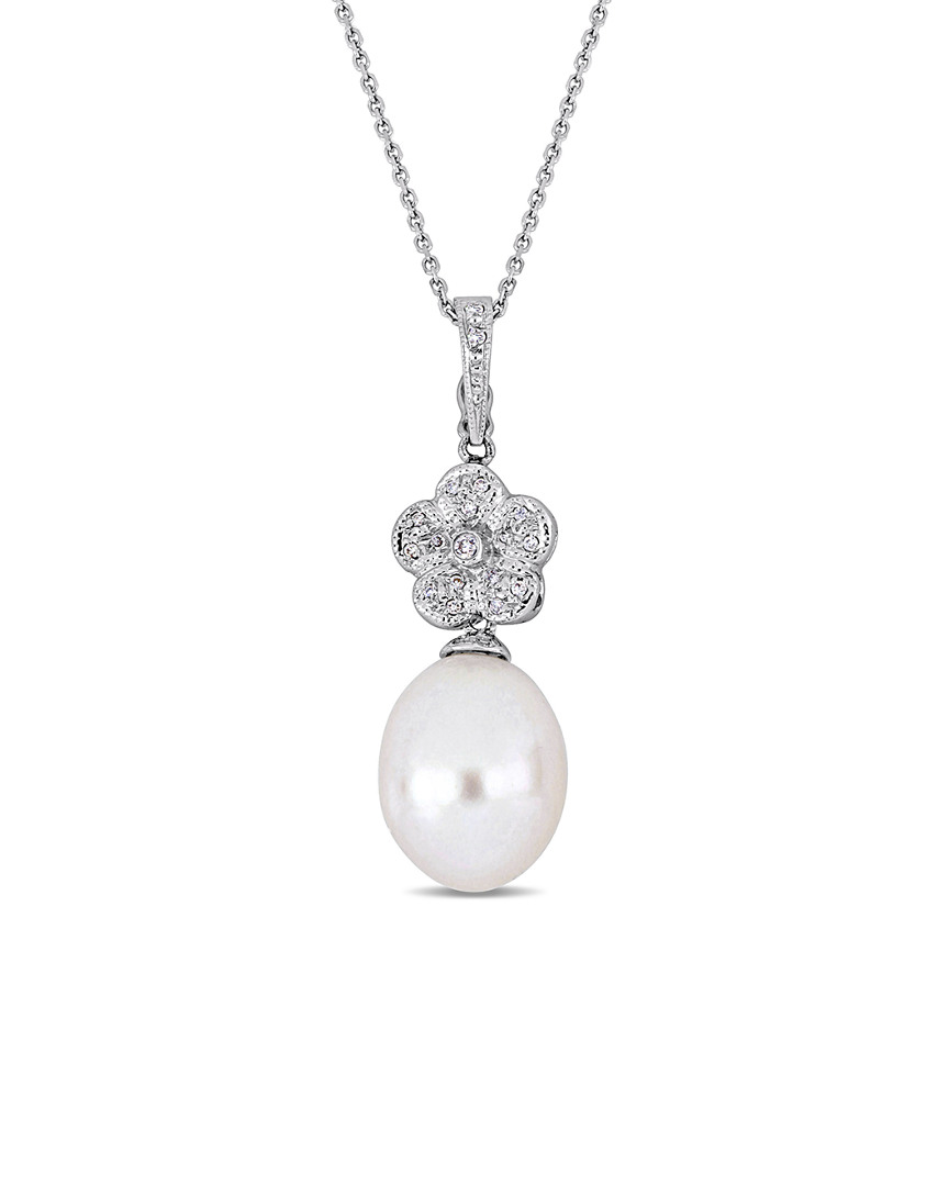 Pearls 18k 0.15 Ct. Tw. Diamond & 11.5-12mm South Sea Pearl Drop Pendant Necklace