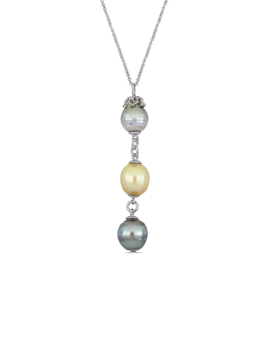Pearls Silver 9-11mm Tahitian & South Sea Pearl Pendant Necklace