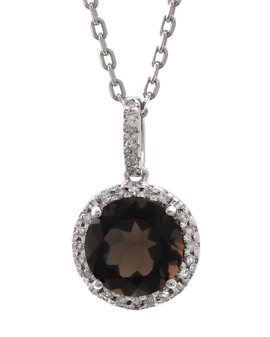 Gemstones Silver 1.26 Ct. Tw. Diamond & Smoky Quartz Necklace